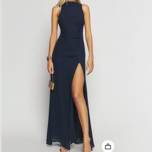 Reformation Navy Senna Dress